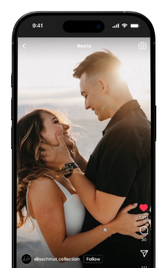 Phone with instagram post of man looking into woman's eyes