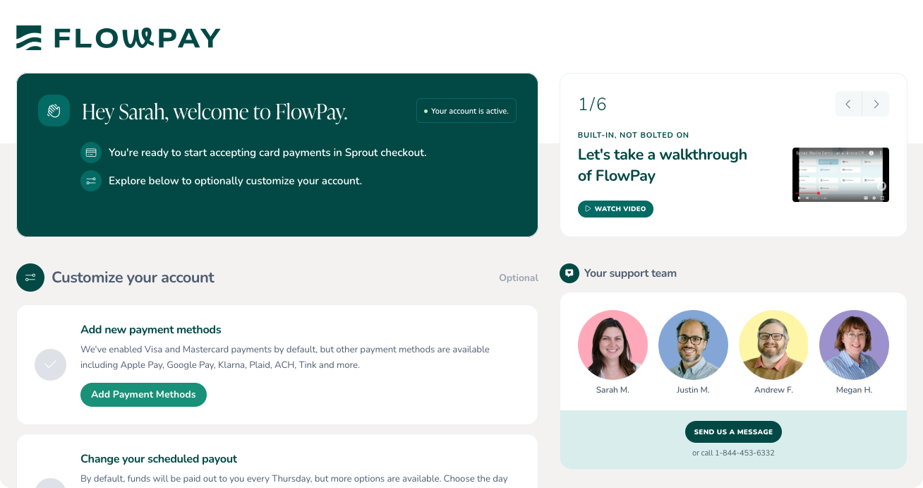 FlowPay Dashboard for new users