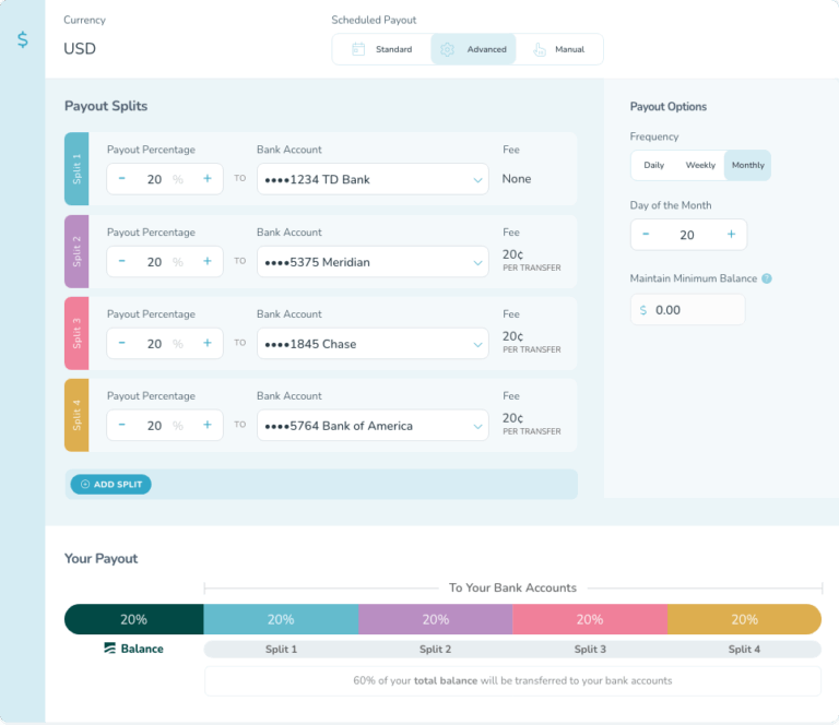 Payout splits tool